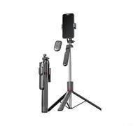Wodsty Selfie Tripod for iPhone 15 for Samsung S24 2.4-3.8 Inch, Image Stabilisation Stainless Steel Smartphone Tripod Extendable for Vlogging Travel Live Streaming (Tripod + Fill Light)