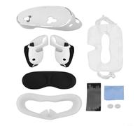 Wodsty Silicone Protective Case Set for 3S VR Headset 7 Pieces Set with Anti-Fog Nose Guard, Controller Covers, Lens Cap - White (White)