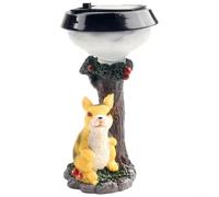 Wodsty Solar Garden Statue With Led Light, Resin Animal Ornament Featuring Kittens Or Dog By Well, 12Cm Decorative Figurine With For Outdoor Lawn Patio Pathway, Home Sweet Home Welcome Sign(C)