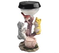 Wodsty Solar Garden Statue With Led Light, Resin Animal Ornament Featuring Kittens Or Dog By Well, 12Cm Decorative Figurine With For Outdoor Lawn Patio Pathway, Home Sweet Home Welcome Sign(A)