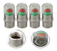 Wodsty Tire Pressure Test Valve Stem Cap Sensor 4Pcs, Silver Core+Pc Material, Compatible With Car Motorcycle 2.4Bar Tires, Color-Changing Indicator For Under-Inflation Warning