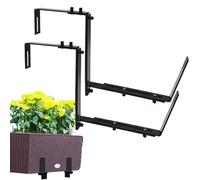 Wodustee Window Box Planter Brackets, 2 Pieces Adjustable Metal Railing Planter Bracket, Window Flower Pot Stand, Heavy Duty Balcony Plants Holder, Outdoor Garden Bed Fence Bracket For Windowsills