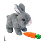 Woeau Rabbit Toys for Kids - Walking & Talking Electronic Rabbit with Carrot, Funny Plush Bunny with Sounds & Movements (Grey)