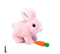Woeau Rabbit Toys for Kids - Walking & Talking Electronic Rabbit with Carrot, Funny Plush Bunny with Sounds & Movements (Pink)