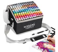 WOEDENU 168 Colored Marker Set, Colouring Pens for Adults, Dual Tip Art Markers, Felt Tip Permanent Pens for Drawing, Colouring Books, Anime and Manga with Carrying Case and Storage Base (168 color)