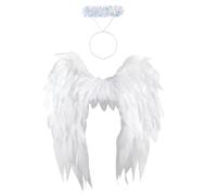 Woedpez 1/2Pcs Angel Wing And Halos Headband Set Kids Adult Fairys Costumes For Halloween Christmas Party Fancy Cosplay Wing Costume