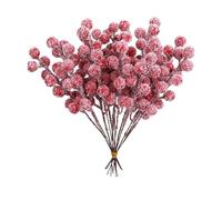 Woedpez 20Pcs Artificial Red Berries Branches Realistic Foam for Christmas Tree Wreath Vase Flower Arrangements Christmas Artificial Decorations