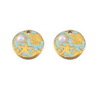 Woedpez 2Pcs Stainless Steel Sea Starfishes Pendants Vibranting Crafting Charm for Necklace Designs Nature Beach Styles Necklace Charm