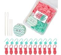 Woedpez 40Pcs Colorful Stitching Markers with Knitting Counter and 4 Sewing Needle for Yarn Craft and Project Stitching Counter Markers