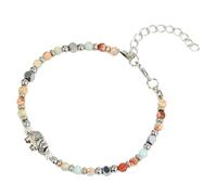 Woedpez Adjustable Beaded Chain Bangle Elephant Detail with 5cm Extension Chain for Symbolism Adjustable Green Beads Bangle