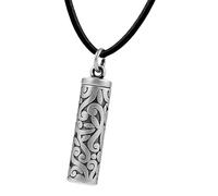 Woedpez Ancient Hollow Charm Necklace for Holding Sacred Scroll Engraved Intricate Design Matte Finish Black Strap Included Hollow Pendant Neckchain