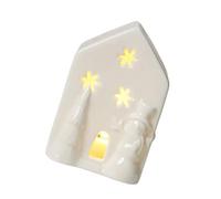 Woedpez Artisanal Ceramic Vacation Home with Warm LED Light Christmas Worktop Decoration for Comfortable Mood LED Brightened Christmas Cottage