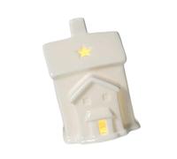 Woedpez Artisanal Ceramic Vacation Home with Warm LED Light Christmas Worktop Decoration for Comfortable Mood LED Brightened Christmas Cottage