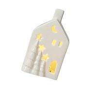 Woedpez Artisanal Ceramic Vacation Home with Warm LED Light Christmas Worktop Decoration for Comfortable Mood LED Brightened Christmas Cottage