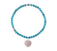 Woedpez Charm Heart Blue Cats Eye Stone Bead Necklace Portable Accessory for Adding Graceful to Everyday Look Styles Blue Cats Eye Stone Necklace