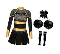 Woedpez Children ' s Cheer Costume Set Feature Sparkly Letter Design and Folded Skirt Socks for Various School Activity School Play Costume Set