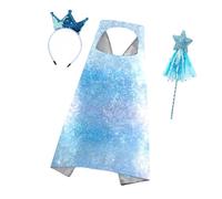 Woedpez Childrens Fantasy Play Costume Collection Including Long Capes Decorative Headband and Magical Stick Pretend Play Outfit Cosplay Wrap