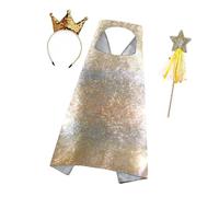 Woedpez Childrens Fantasy Play Costume Collection Including Long Capes Decorative Headband and Magical Stick Pretend Play Outfit Cosplay Wrap