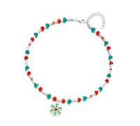 Woedpez Christmas Tree Snowflake Charm Chain Thin Alloy Jewelry for Women Alloy Sphere Christmas Party