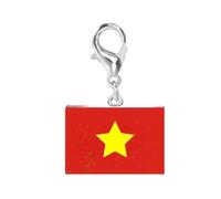 Woedpez Flag Bracelet Charm Stainless Steel Keychain Pendant with Lobster Clasp for Travel Memory Souvenir Daily Accessory Lobster Clasp Keyring