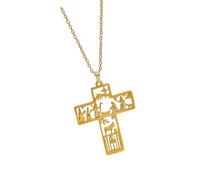 Woedpez Hollow Wizard Crosses Necklace for Men and Women Featuring Mystical Design in Premium Stainless Steel Vintage Necklace