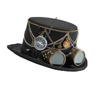 Woedpez Industrial Age Top Hat Hat Coser Metal Chain Goggles Dark Mechanical Design For Themed Parties Cosplay Photo Props Lightweight Steampunk Accessories