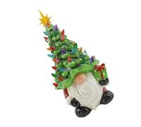 Woedpez Miniatrure Lighted Christmas Gnomes Statue Holiday Homes Decoration Small Space Friendly Family Gnomes Old Resin Christmas Tree