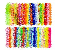 Woedpez Multicolor Hawaiian Lei Necklace For Themed Parties Birthday Celebrations Beach Event Hawaiian Flower Lays Pool Supply Party Head Accessories