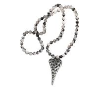 Woedpez Necklace Featuring Natural Stone Beads and Alloy Heart Pendant for a Unique Fashion Statement Stones