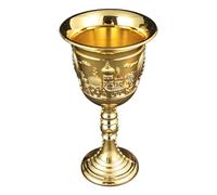 Woedpez Ornate Raised-Foot Liquor Goblet, Gold 1PCS | Zinc Alloy Embossed Drink Cup for Family Meals, Table Display, and Home Decor