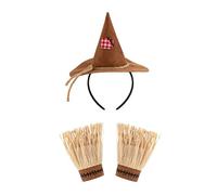 Woedpez Scarecrows Costume Headband Gloves Set For Halloween Role Play Outdoor Activities Breathable Cloth Quick Wear Design Multi Occasion Use Breathable Scarecrow Outfit