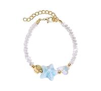 Woedpez Sea Creature Charm Ceramic Starfishes Snail Designs Crystals Beads Jewelry Gift Adjustable Crystals Beaded