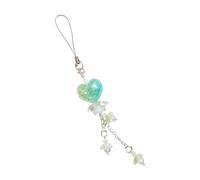Woedpez Shade Heart & Blossom Themed Strong Acrylic Mobile Strap with Keyring Elegant Swirled Flower Charm for Phone Shape Phone Belt
