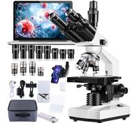 Woehrsh Compound Trinocular Microscope 40X-5000X Magnification, Laboratory Grade Microscope for Adults, Microscopes with LED Illumination Double Mechanical Stage and HD USB Camera
