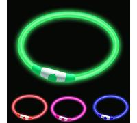 woeita LED Dog Collar,Glow Light Collar for Dogs,Ultra Bright USB Rechargeable Cut to Fit Any Size - Rechargeable Battery - Increased Visibility & Safety For Your Pets(Green)