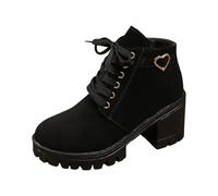 Woemn'S Ankle Boots Thick Heel Lace Up Shoes Confidently Chic Relaxation Slip-On Booties Classic-Fit Pointed Toe Round Toe Ankle Boots Office Work And Commute Ladies Short Boots