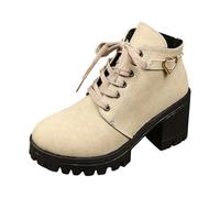 Woemn'S Ankle Boots Thick Heel Lace Up Shoes Confidently Chic Relaxation Slip-On Booties Classic-Fit Pointed Toe Round Toe Ankle Boots Office Work And Commute Ladies Short Boots