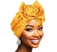 Woeoe Flower Pretied Church Hats African Head Wraps Floral Print Elastic Turbans for Women, Yellow, One Size