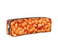 woerexker Baked Beans Pattern Pencil Case Holder Pouch with Zipper Leather Pen Pencil Bags Box Organizer Cosmetic Makeup Bag Storage Bag