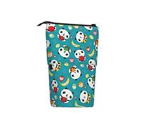 woerexker Cute Panda Cartoon Banana Standing Pencil Case Telescopic Pencil Holder Pouch Cosmetics Bags Desk Stationery Organizer Box for Office Supplies