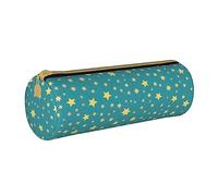 woerexker Five-Pointed Star Printed Pattern Pencil Case Bag Pouch Pu Leather Round Small Capacity Pen Pouch Storage Bag with Zipper