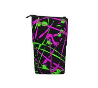 woerexker Glow in Dark Splatter Neon Standing Pencil Case Telescopic Pencil Holder Pouch Cosmetics Bags Desk Stationery Organizer Box for Office Supplies