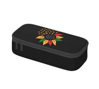 woerexker Juneteenth Sunflower Black History African American Pencil Case Pen Pouch Stationary Bag Cosmetics Bags Desk Stationery Organizer Box Holder for Office Women Men