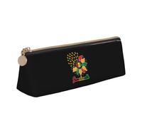 woerexker Juneteenth Sunflower Black History African American Triangle Pencil Case Leather Pen Pouch Cosmetics Bags Desk Stationery Organizer Box Holder for Office Women Men