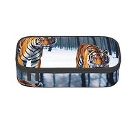 woerexker Tigers in The Snow Pencil Case Large Capacity Pencil Pouch Handheld Pen Bag Cute Pen Box with Zipper
