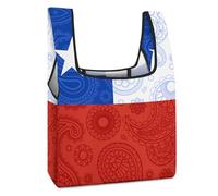 WOERMKCISEF Chilean Paisley Flag Tote Bag for Women Men Foldable Reusable Shopping Bags Grocery Handbag