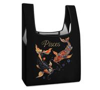 WOERMKCISEF Pisces Zodiac Sign Tote Bag for Women Men Foldable Reusable Shopping Bags Grocery Handbag