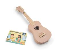 Woet® Pink Wooden Toy Guitar for Kids, 6 Nylon Strings with Strap, Spare String and Color Song Book with 3 Songs, Beginner Educational Musical Instrument, Fun Music Gift, Age 3 Years +