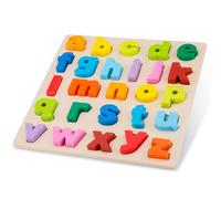 New Classic Toys Wooden Puzzle Alphabet (Lowercase) Educational Wooden Toys for 2 Year Old Boy and Girl Toddlers Gift Peg Puzzle - Lowercase, Multi-colour Colour,10535