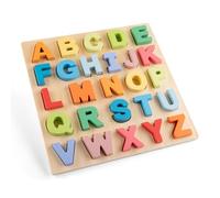 Woet® Wooden Alphabet Puzzle with Uppercase Letters A-Z, 26 Pieces | ABC Puzzle, Letter Recognition, Chunky Wooden Pieces, Colour Matching, Early Learning Toy, Fine Motor Skills, Age 2 Years+